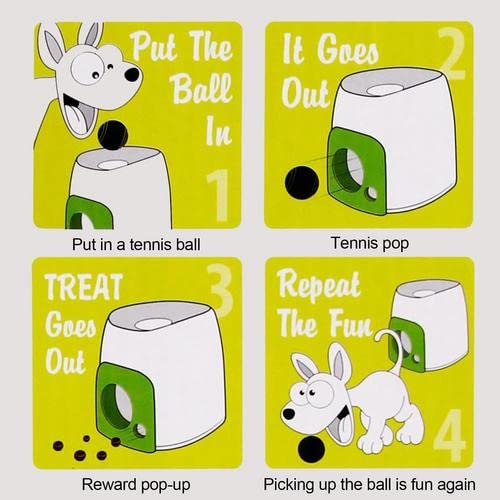 Cawevon Automatic Interactive Tennis Machine Dog Feeder Ball Launcher Dog Toy Ball Thrower Enrichment Toys for Dogs. Interactive Puppy for Small and Medium Size Dogs, 3 Balls Included (2 inch) - Thumbnail 4