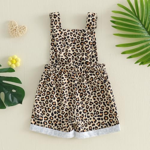 Image of Ayalinggo Toddler Baby Girl Sunflower Print Overalls Shorts with Pocket Suspender Trousers Cute Summer Clothing Outfit
