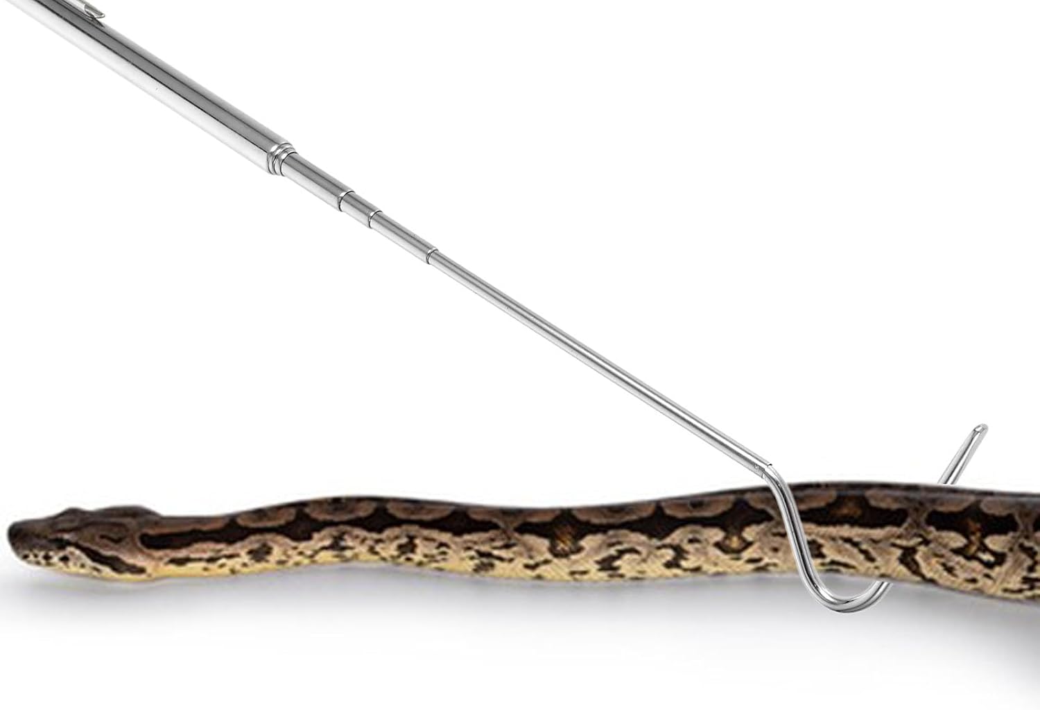 Retractable Stainless Steel Snake Hook Grabber Adjustable Portable Reptile Catching Tool for Safe Snake Handling in Outdoor and Pet Care Use