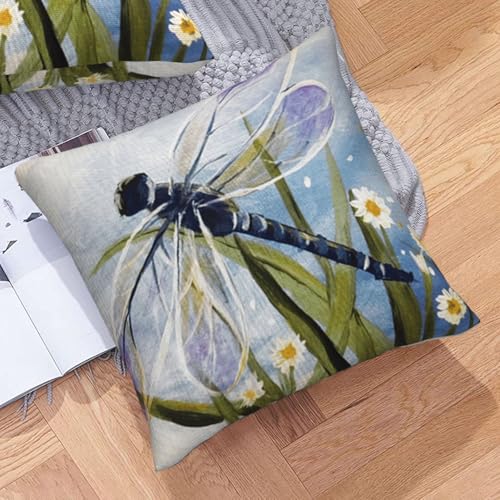Housse de coussin imitation lin libellule déco salon chambre lit x2 - 8