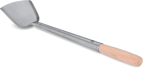 Craft Wok Espátula pequeña Wok de acero inoxidable Wok Chuan Turner con mango ergonómico de madera, utensilio de cocina tradicional asiática  732W5-1