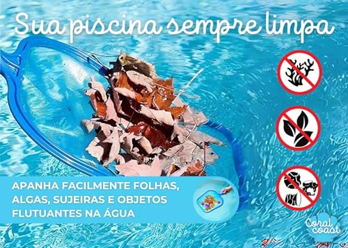 Rede de Limpeza Peneira de Piscina Plástico CORAL COAST Cata Folha Sujeira Limpeza Reforçada Prática