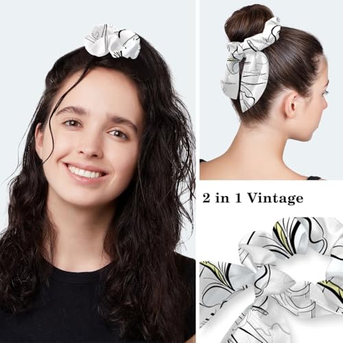 Image of Red Blooming Rose Flowers Black Working Cap with Scrunchy and Ribbon Tie for Women, Long Hair