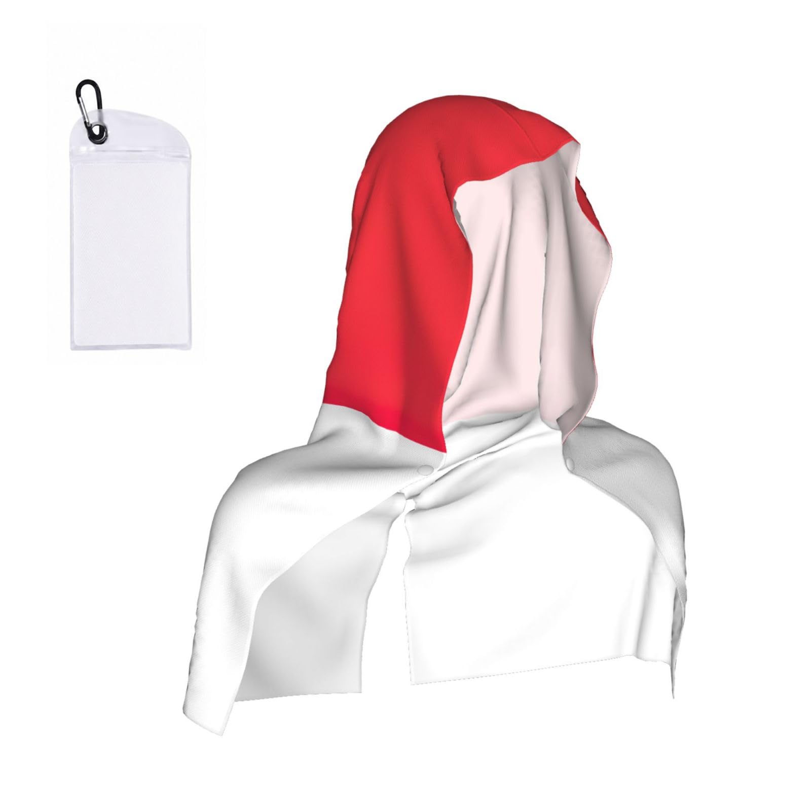 DUWAA Indonesian Flag Print Reusable Hoodie Cooling Neck Wrap, Hot Weather Outdoor Sports Workout Head Towel For Stay Chill