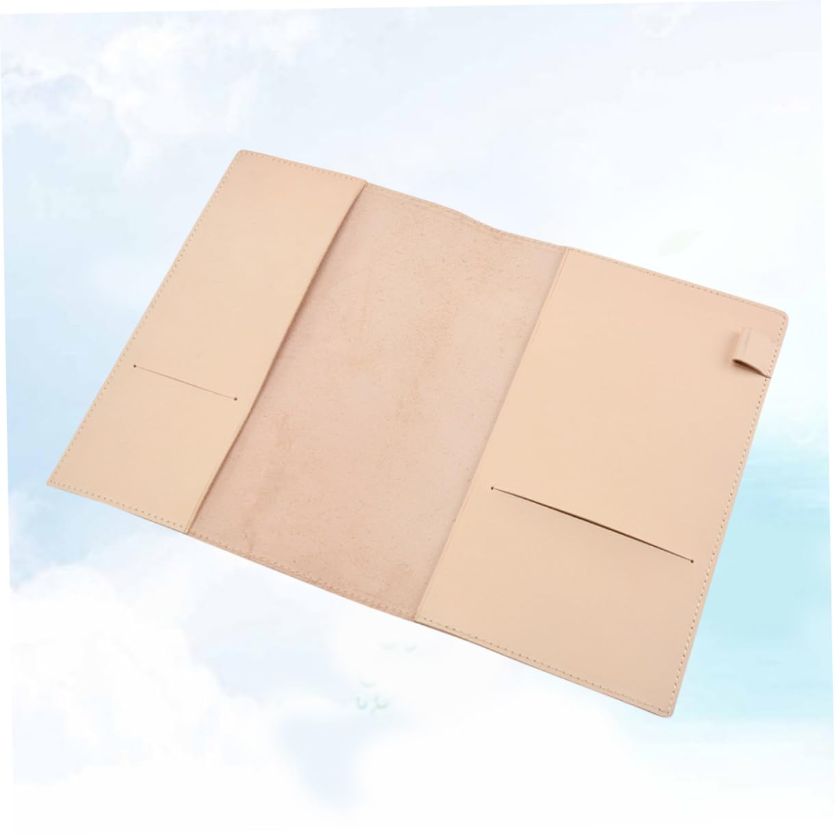 Homoyoyo Funda para Cuaderno A5 de Cuero Genuino Vegetal, Cubierta Protectora Color Natural, Ranuras y Bolsillos Interiores, Adecuado para Papelería, Oficina y Uso Escolar