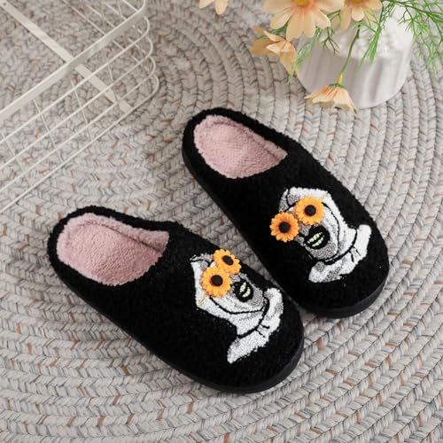 Halloween Clown Slippers – Funny Sunflower Glasses Plush Slippers for Women & Men, Cozy Fuzzy Slip-On House Shoes for Indoor Outdoor, Warm Comfy Bedroom Slides3