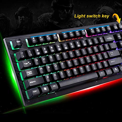 Kongqiabona-UK G20 USB Wired Mechanical Keyboard Gaming Keyboard Waterproof Suspended with led RGB Colorful Backlight For PC Computer Gamer