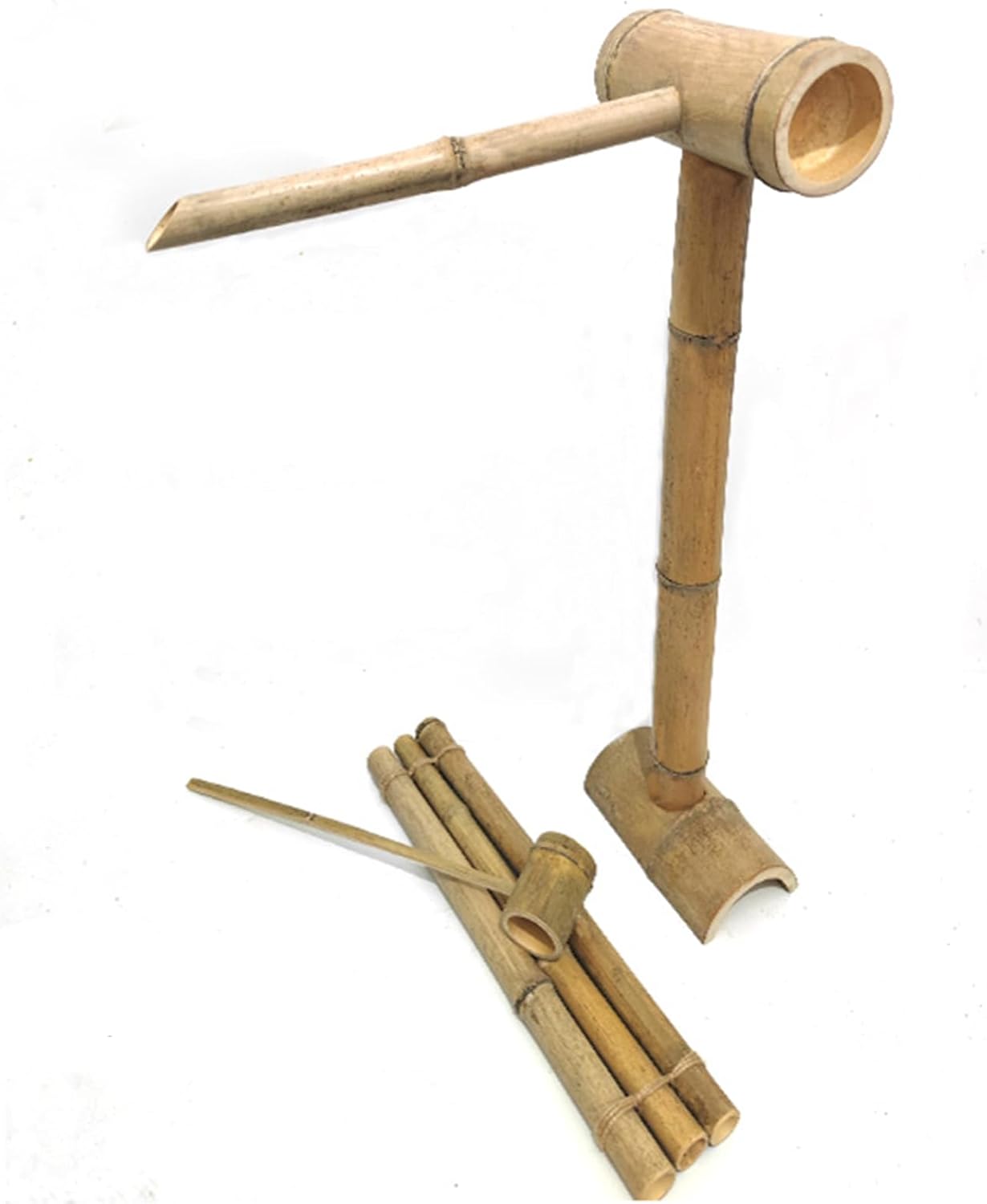 19.7" Natural Bamboo Water Fountain, Garden Water Fountain Kit, Japanese Floor-Standing Water Circulation System, for Indoor Outdoor Backyard Lawn