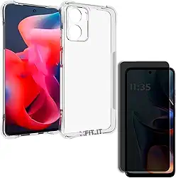 Kit Capa Capinha Anti Impactos e Película Privacidade para Motorola Moto G05