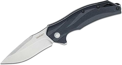 Kershaw Cuchillo de bolsillo plegable lateral, hoja lavada a la piedra de 3.1 pulgadas, Pocketclip, negro