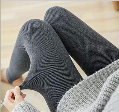 YALIXI Leggins Termicos Mujer,300G Adelgazantes Otoño E Invierno Más Leggings De Terciopelo Pantalones Térmicos De Rayas Y Terciopelo para Mujer, Pisados, Paquete De 2,Medium Gray,Step on