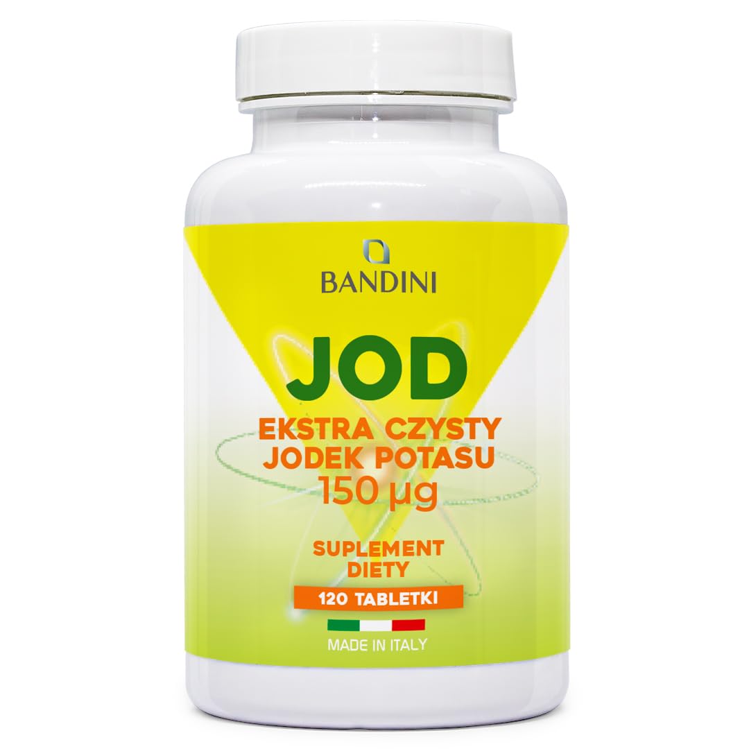 Bandini® JODEK POTASU - Bardzo czysty jod dużej dawce - 150 mcg (NA TABLETKĘ) - 120 Mikrotabletek - Suplement diety z jodem KI, w dużych dawkach, 100% wegański, GMP, bezglutenowy, bez laktozy, bez GMO