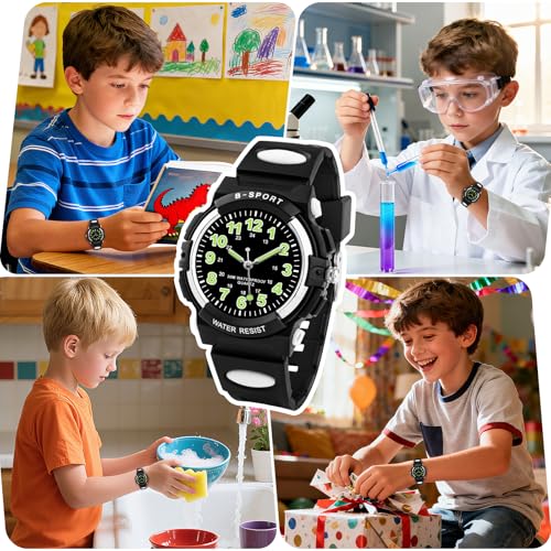 Image of Juboos Kids Watch Analog for Boys Girls, Childrens Waterproof Soft Strap Kids Time Teaching Quartz Wristwatch for Ages 5-15