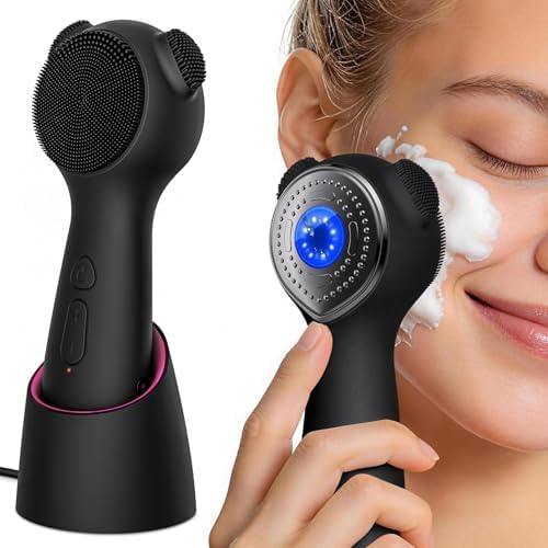 Electric Face Scrubber Exfoliator, Rechargeable Silicone Facial C...