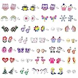 33-Pair Drip Oil Enamel Earring Set- Cute Stud Earrings for Girls,Adorable & Hypoallergenic Earrings for Sensitivity-Free With Stainless Steel Post