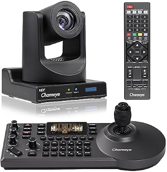 Chameye NDI PTZ Camera 30x Optical Zoom, AI Auto Tracking PTZ Camera, NDI PTZ Controller for Church Worship Education Events, C730N+E300