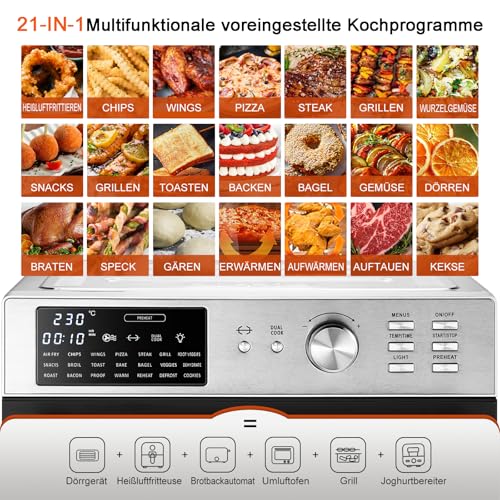 Heißluftfritteuse OIMIS mit Drehkorb und 30L Volumen