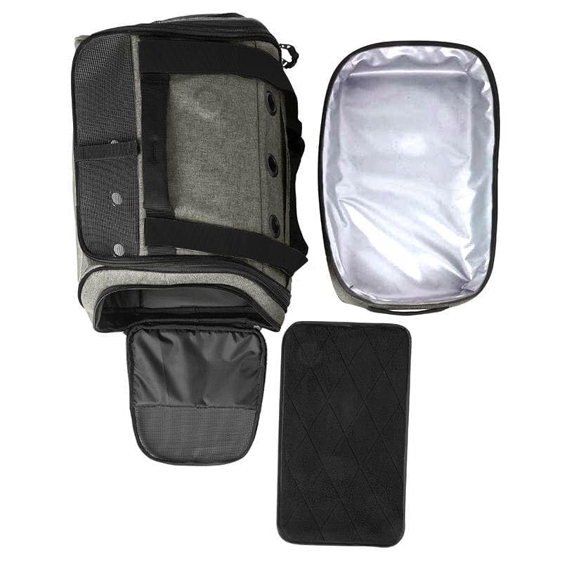 Travel Cat Carrier Bag - Portable Comfort Soft Sided Transpurrter Cat Carrier for Small Medium Cats Kitten up to 30 LBs Airline Approved Backpack with Shoulder Strap (Heather Grey)