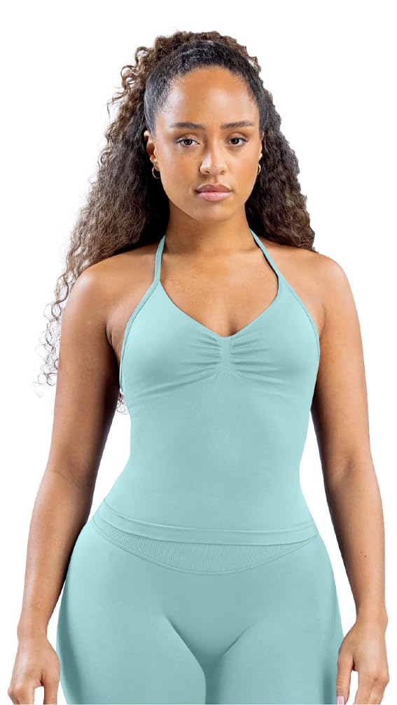 TRYTO Impact Longline Strappy Top Women Impact Longline Halter Tops Workout Longline Tank Top Compression Gym Fitness