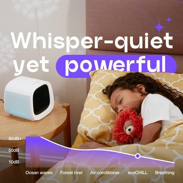 Evapolar evaCHILL Personal Portable Air Cooler and Humidifier, Desktop Cooling Fan, for Home and Office, with USB Connectivity and Built-in LED Light, White