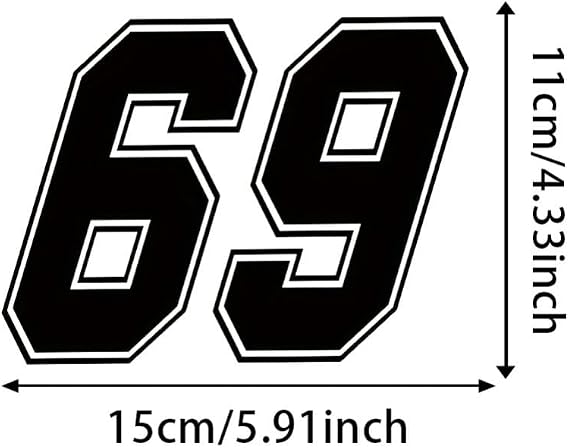 2Pack Racing Number 69 Vinyl Decals 5.91x4.33 for Car, Motorcycle, Truck, Window, Auto Design Stickers, Waterproof & Durable Car Decal Sticker |#AZ99 (Black)