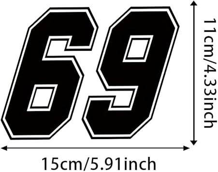 2Pack Racing Number 69 Vinyl Decals 5.91x4.33 for Car, Motorcycle, Truck, Window, Auto Design Stickers, Waterproof & Durable Car Decal Sticker |#AZ99 (Black)