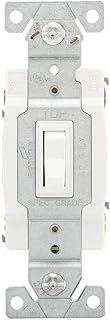 EATON Wiring 1242-7W-BOX 15-Amp 120V Standard Grade 4-Way Toggle Switch with Push and Side Wiring, Grounding, White