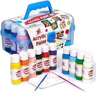 TBC The Best Crafts Acrylic Paints Set Including 10 Bottles Acrylic Paint 0.2 oz Each & 2 Painting Brushes Ideal for Kids & Artists