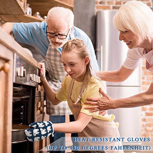 Doerdo 2 Pack Kid Oven Mitts For Children Heat Resistant Kitchen Mitts, Great For Cooking Baking, Age 4-12 (7"X4.7", Polar Bear) #TOP4
