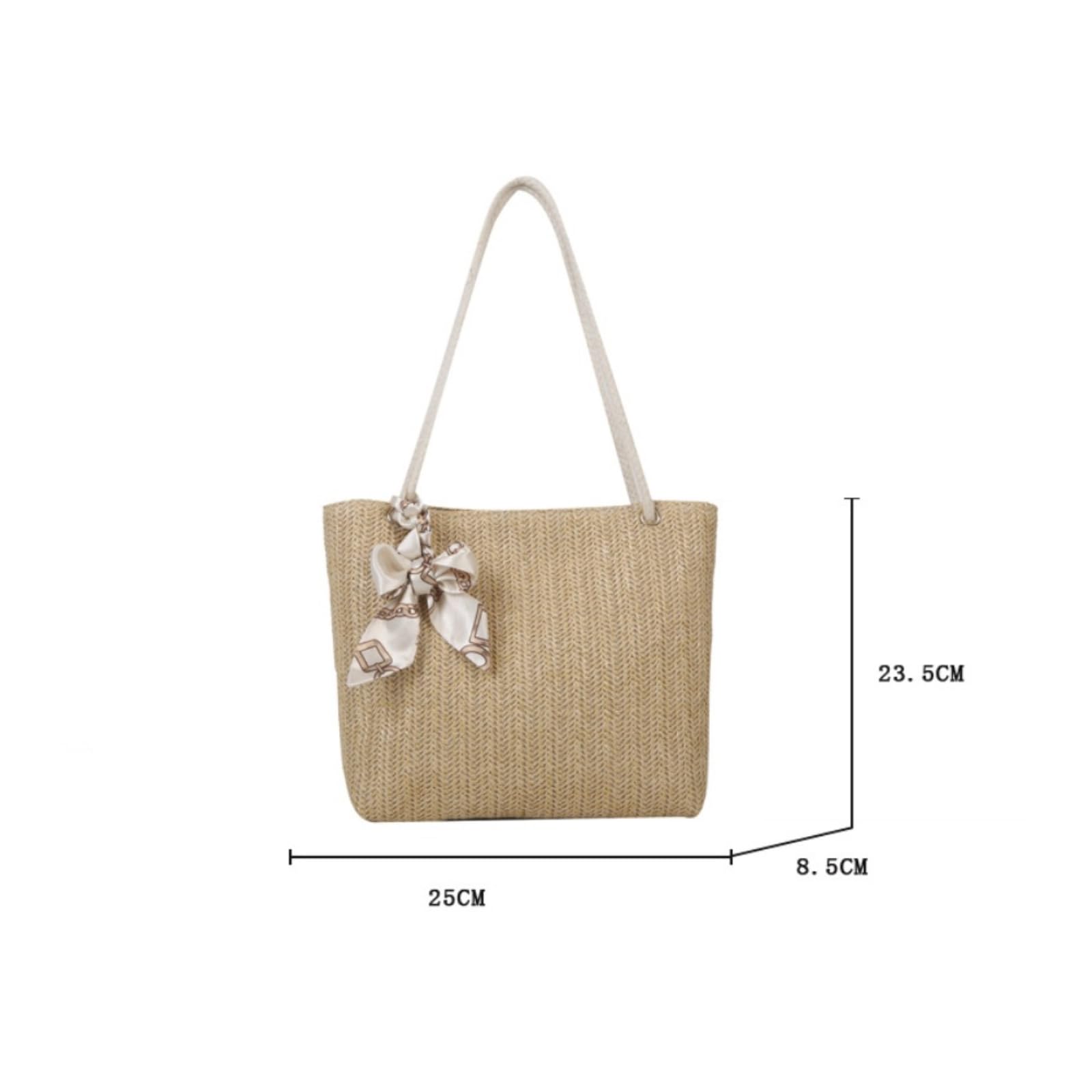Borsa di Paglia Donna A Tracolla Estiva, da Pendolare Grande capacità delle Donne, alla Moda-White