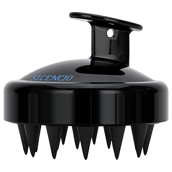 SILENCIO Battery Powered Hair Scalp Massager Shampoo Brush - Upgraded Hair Scalp Scrubber Wet Dry Hair Scalp Brush with Soft Silicone Bristle for Remove Dandruff, Hair Care Tool for Women Men Pet (Black)