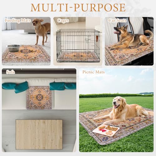 Image of Homimp Washable Pee Pads for Dogs, 2 Pack Reusable Puppy Pads Waterproof, Absorbent and Leakproof Dog Pee Pads, Non Slip Puppy Training Pads, Pet Mat for Floor,Crate,Couch,Whelping,Khaki, 24 inchx36 inch