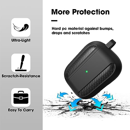 Image of Sounce Tough Case Compatible with Airpods Pro 2 Case Cover with Carabiner, Rugged Protective Cover for Airpods Pro 2nd Generation Case Cover, Scratch Resistant, Shock Armor Series [Carbon Black]