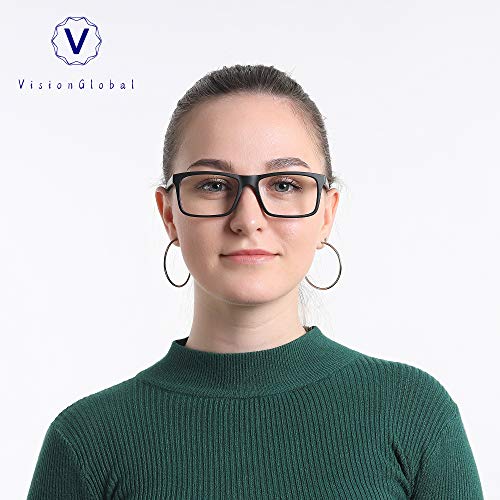 Image of VisionGlobal Blue Light Blocking Glasses for Women Men, Computer Reading, TV Glasses, Stylish Oval /Square Frame