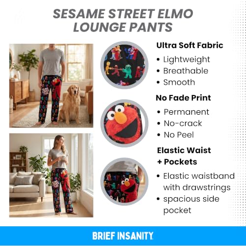 Image of BRIEF INSANITY Sesame Street Character Pajama Pants for Men & Women - Soft Loose-Fit Lounge Bottoms with Side Pockets