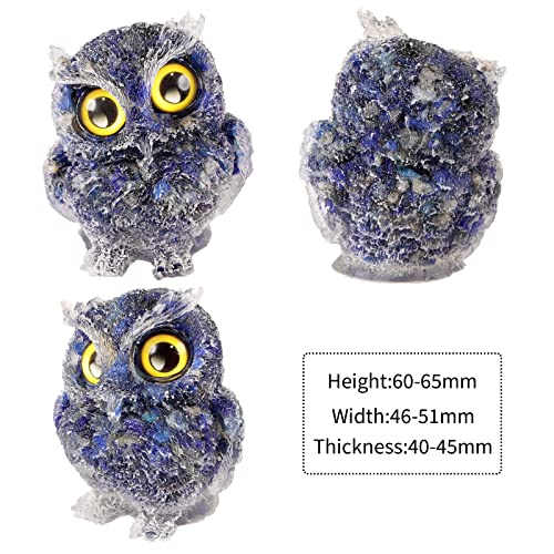 KYEYGWO Lapis Lazuli Cute Crystal Owl Figure Ornaments Decorative Resin Bird Statues for Home Office Table Mini Stone Animal Sculpture Talisman Micro Landscape - Image 2