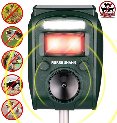Fierre Shann Ultrasonic Animal Repeller Solar Powered Waterproof Outdoor Animal Repeller with...