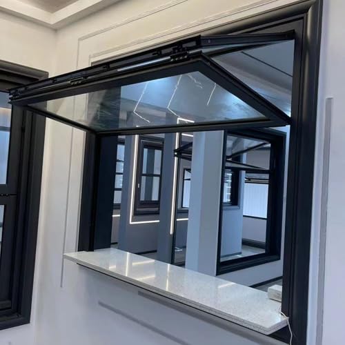 Ventana Plegable Interior de Doble Guillotina - Aleación de Aluminio Vidrio Reforzado Cerraduras, Ventana Plegable Personalizable para Concesiones Comerciales(WxH 48x24in/121.9x60.9cm)