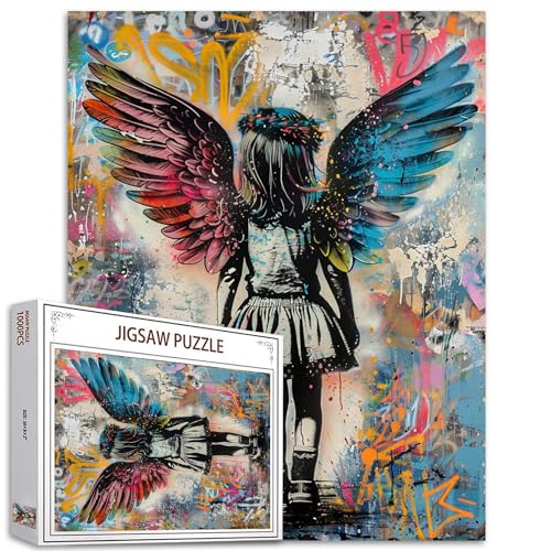 Tucocoo Puzzles de 1000 pièces pour adultes, motif ailes d'ange Banksy pour filles, pour activités familiales stimulantes, street pop art