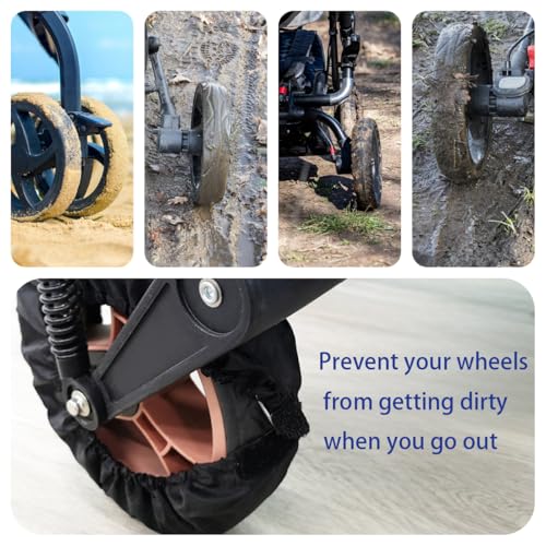 Image of 2 Pcs Stroller Wheel Protectors Black Dustproof Stroller Wheelchair Tire Protectors for Child Kid Jogger Wheels Protection Covers (S, 7.87 inch Diameter) (Black)