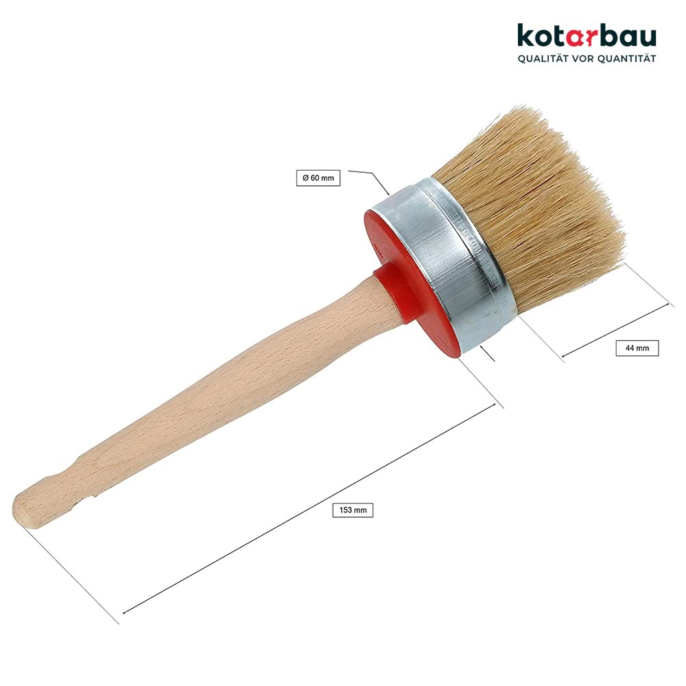 KOTARBAU® Juego de 10 brochas Redondas, 60 mm, con Mango de Madera y cerdas Naturales, Pincel para Pintura, Barniz o Esmalte, Acabado Suave y Uniforme, 10 Unidades