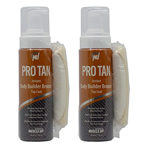 Pro Tan Instant Body Builder Bronze Top Coat Ultra Dark Black Walnut Bronzing Mousse 7oz"Pack of 2"