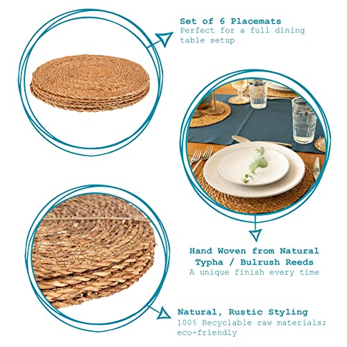 Argon Tableware Round Placemats - 30cm - Pack of 6 - Woven Typha Serving Dish Trays Cake Boards for Appetizers, Lunch, Mains, Parties, Food Presentation - Image 3