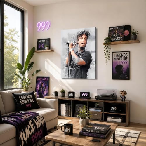 Image of Juice WRLD Canvas Wall Art, Rapper Collage Poster Print, Hip Hop Music Artwork for Bedroom Studio Gaming Room Decor, Vibrant Album Cover Picture Print Framed Music Wall Painting 8X10