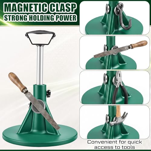 Image of Zonon Farrier Horse Hoof Stand, Tool-Height Adjustable Metal Horse Hoof Trimming Tools, Extra-Large Base Enhances Stability, Blacksmith Farrier Stand(Green,Metal Round Base)