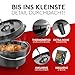 Taste of Fire [Das Original] - 7,4 Liter Dutch Oven Set mit Standfüßen & 1,8 Liter Deckel mit Doppelfunktion zusätzlich als Grillpfanne nutzbar – inkl. Deckelheber und E-Book