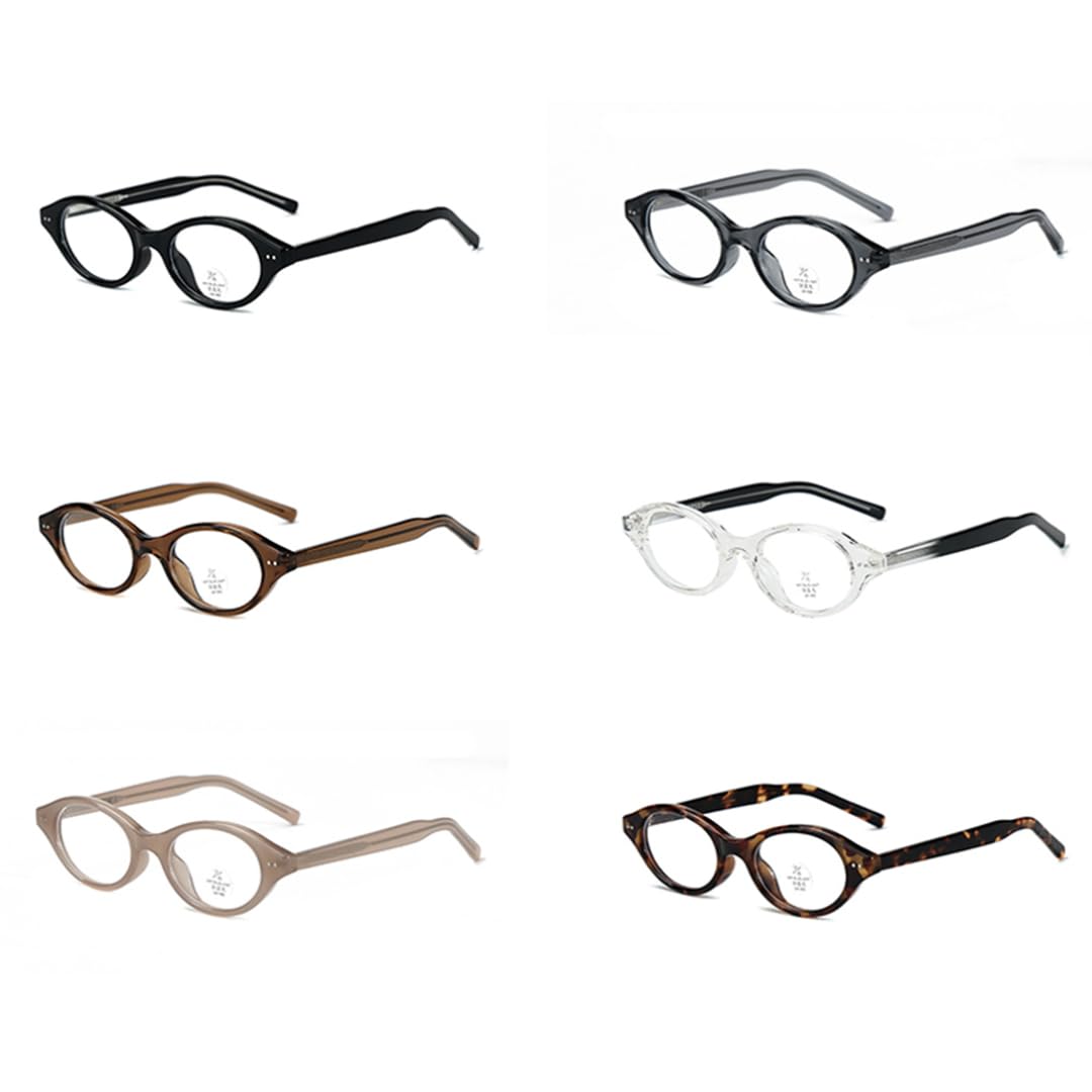 Montatura per occhiali retrò ovali da uomo Tr90 da donna, occhiali piccoli anti luce blu in acetato leopardato (nero con trasparente)