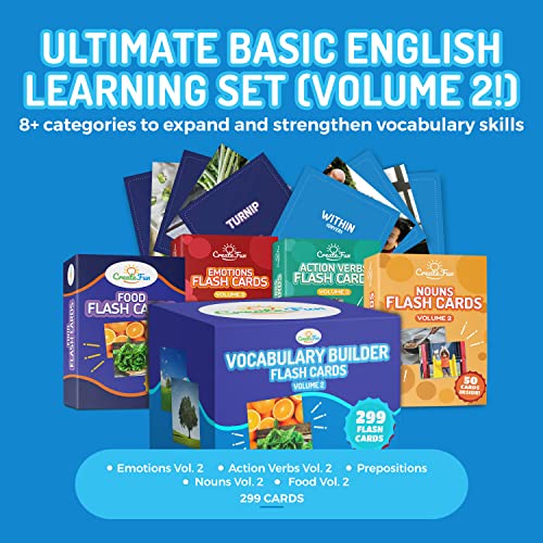 Vocabulary Builder Flash Cards Vol 2 | 300 Photo Cards With Learning Games | Speech Therapy, Esl, Autism Learning Materials Homeschool - Toddler Flash Cards | Emotions, Food, Matching, Verbs & More #TOP1