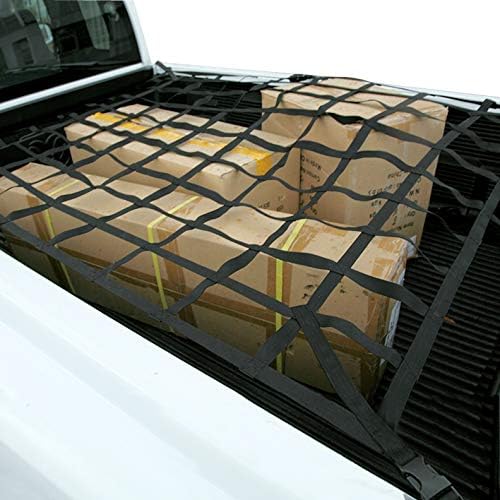 Cargo Net for Pickup Truck Bed Adjustable Cross Strap Competiable Tailgate Mount Universal Off Road Roof Top Rack Cover Mesh Heavy Duty Trailer Trunk Nets Buckle (86-Inch)