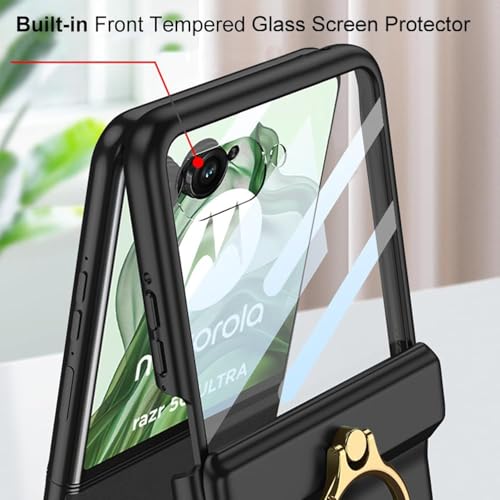 Image of Kapa Magnetic Hinge and Ring Back Cover for Motorola Razr 60 Ultra | Ultra Thin Shockproof Slim Hard Protective Case (Black)